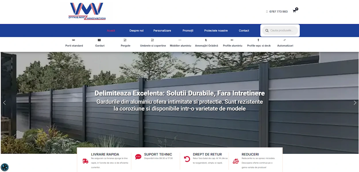Creare site web prezentare garduri din aluminiu - VMV Dynamic Innovation